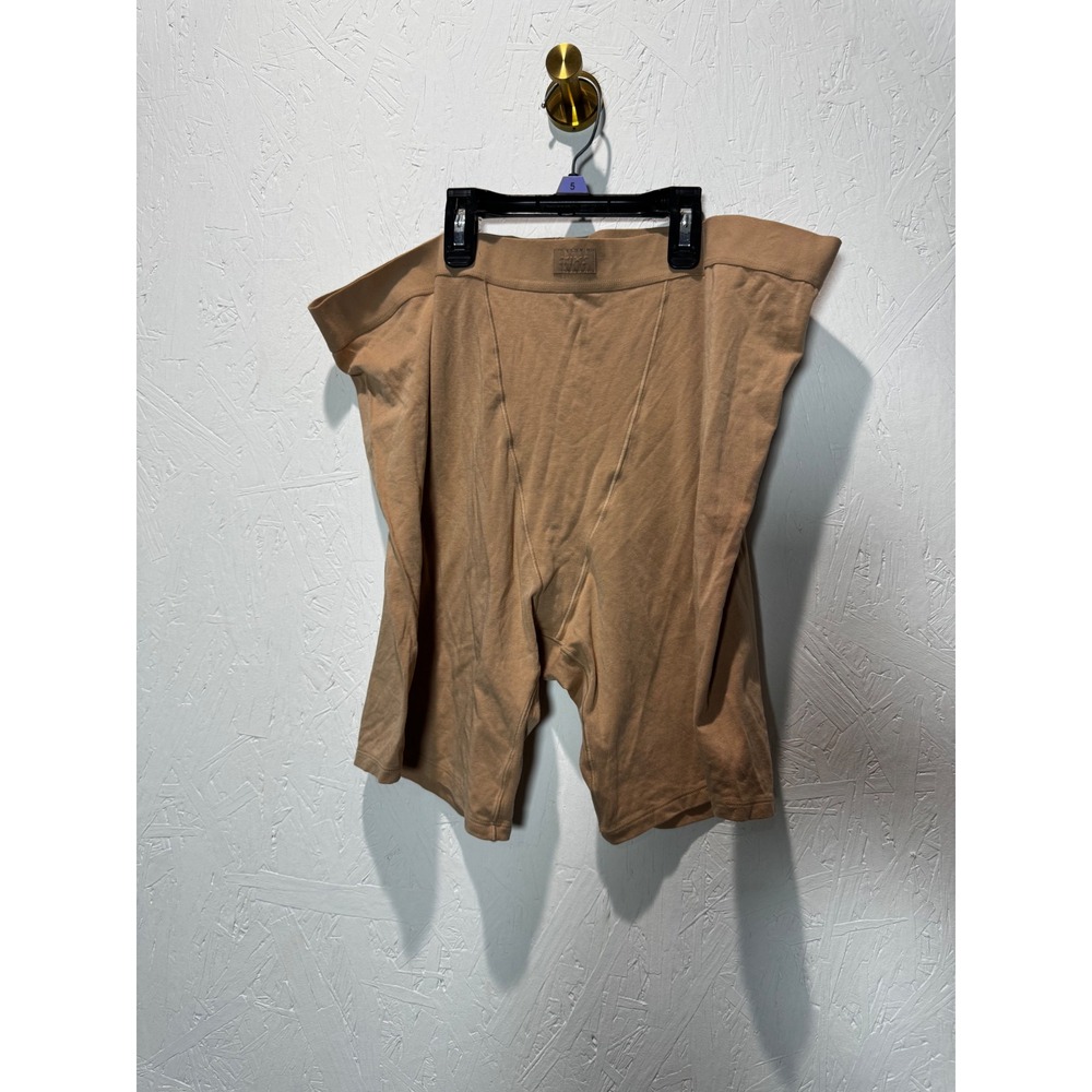 SKIMS Soft‎ Lounge Boxer Tan High Waisted Ribbed Shorts Womens 4X RN158973